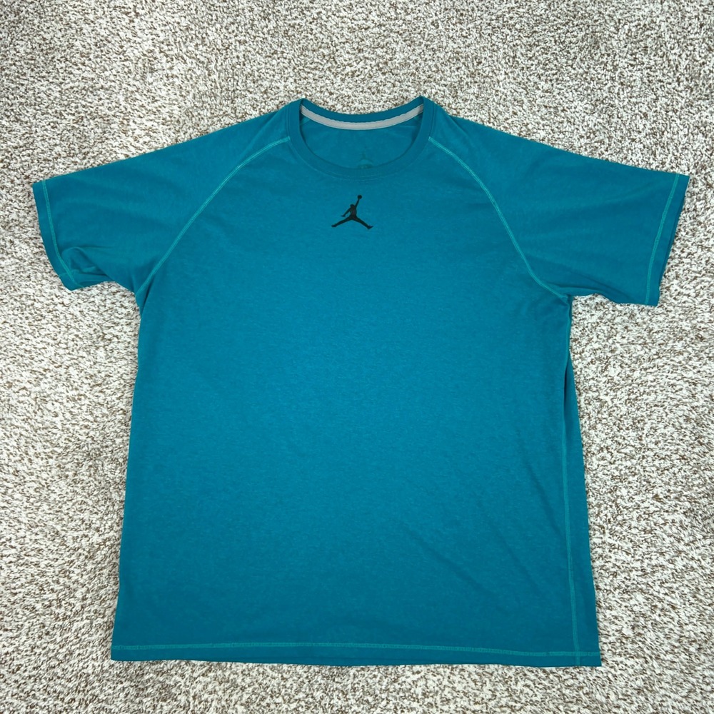 Jordan Shirt Mens XL Blue Dri FIT Jumpman Basketball Training Athletic Tee Top